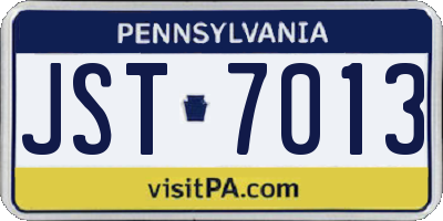 PA license plate JST7013