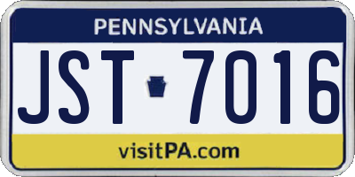 PA license plate JST7016