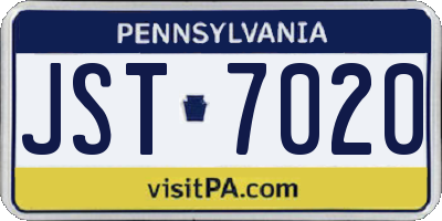 PA license plate JST7020