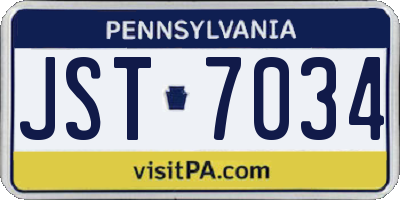 PA license plate JST7034