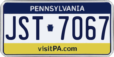 PA license plate JST7067