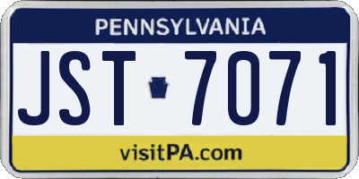 PA license plate JST7071