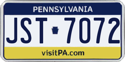 PA license plate JST7072