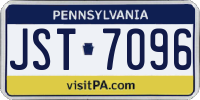 PA license plate JST7096