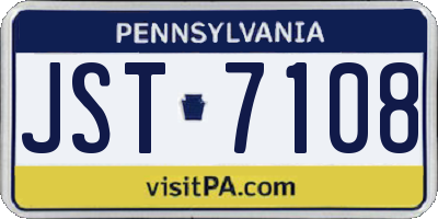 PA license plate JST7108