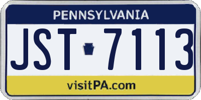 PA license plate JST7113