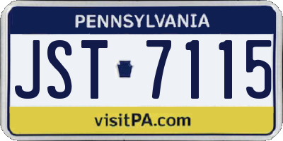PA license plate JST7115