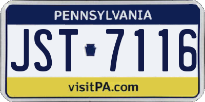PA license plate JST7116
