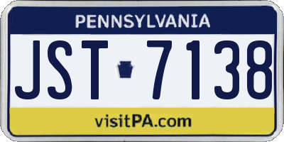 PA license plate JST7138