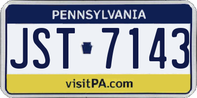 PA license plate JST7143