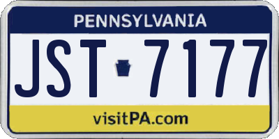 PA license plate JST7177