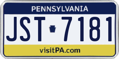 PA license plate JST7181