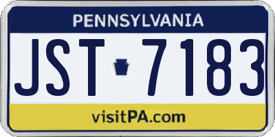 PA license plate JST7183