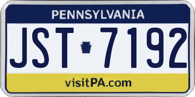 PA license plate JST7192
