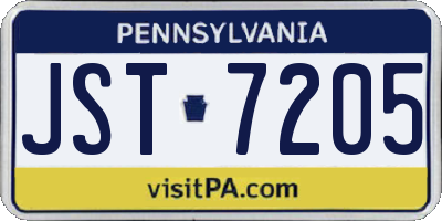 PA license plate JST7205