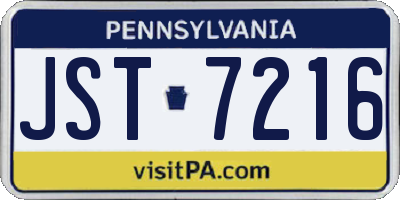 PA license plate JST7216