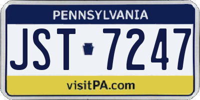 PA license plate JST7247