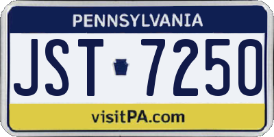 PA license plate JST7250