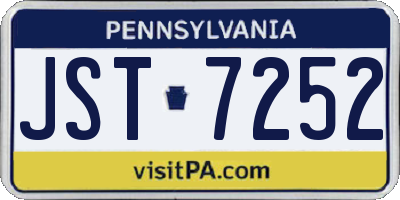 PA license plate JST7252