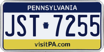 PA license plate JST7255