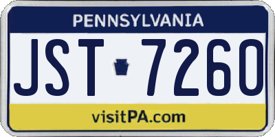 PA license plate JST7260