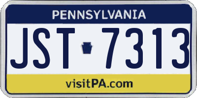 PA license plate JST7313