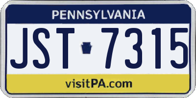 PA license plate JST7315