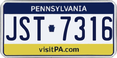 PA license plate JST7316