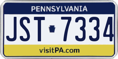 PA license plate JST7334