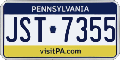 PA license plate JST7355