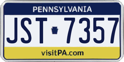 PA license plate JST7357