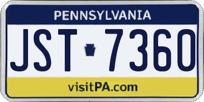 PA license plate JST7360