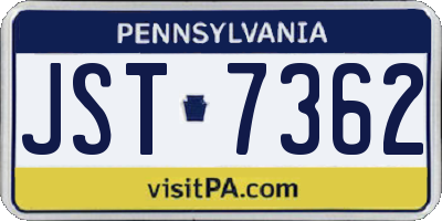PA license plate JST7362
