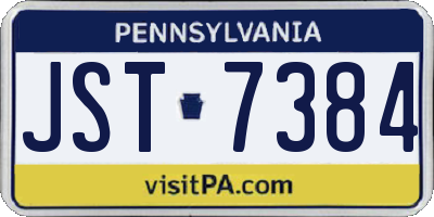 PA license plate JST7384