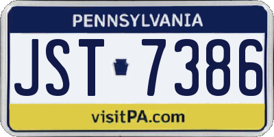 PA license plate JST7386