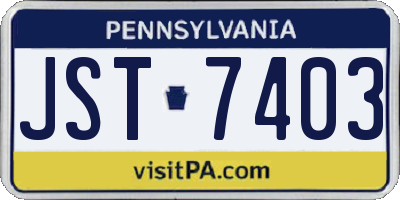 PA license plate JST7403
