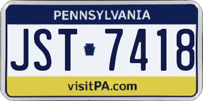 PA license plate JST7418