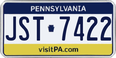 PA license plate JST7422