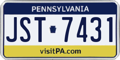 PA license plate JST7431