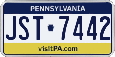 PA license plate JST7442