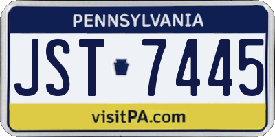 PA license plate JST7445