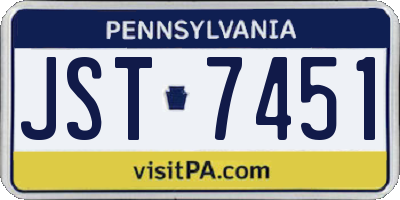 PA license plate JST7451