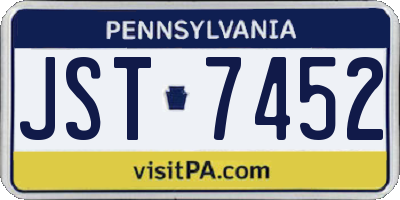PA license plate JST7452