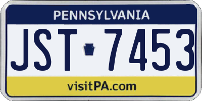 PA license plate JST7453