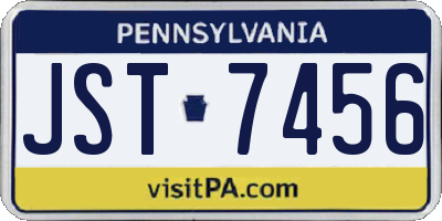 PA license plate JST7456