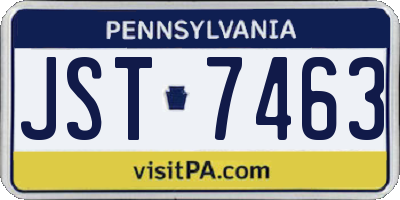 PA license plate JST7463