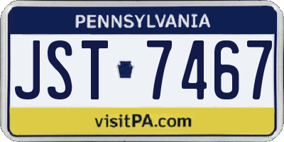 PA license plate JST7467
