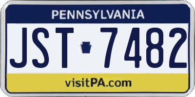 PA license plate JST7482