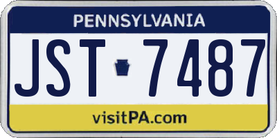 PA license plate JST7487