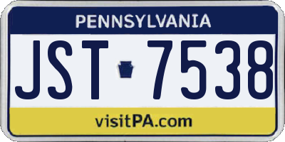 PA license plate JST7538